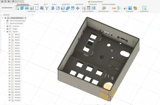 Screenshot des Gehäuseentwurfs in Fusion 360